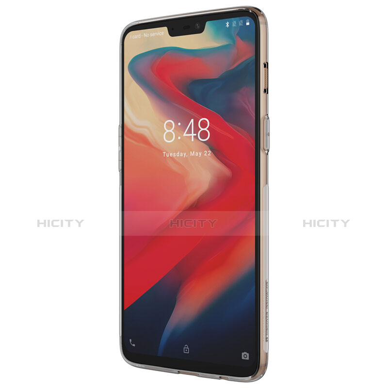 Custodia Silicone Trasparente Ultra Sottile Morbida T04 per OnePlus 6 Grigio