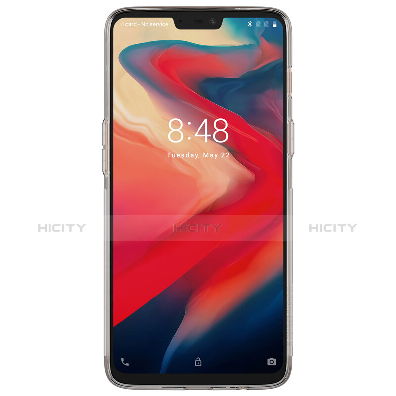 Custodia Silicone Trasparente Ultra Sottile Morbida T04 per OnePlus 6 Grigio