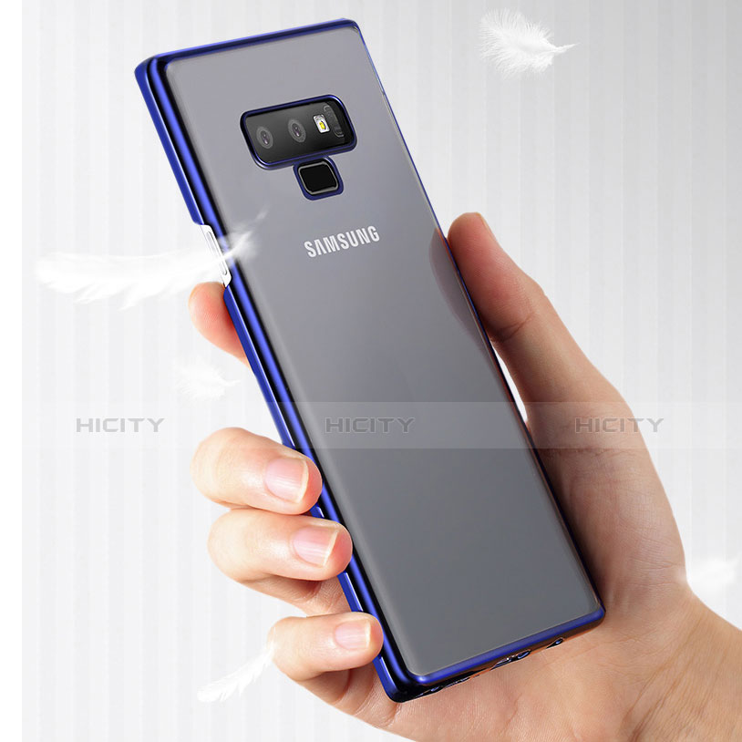 Custodia Silicone Trasparente Ultra Sottile Morbida T04 per Samsung Galaxy Note 9 Blu