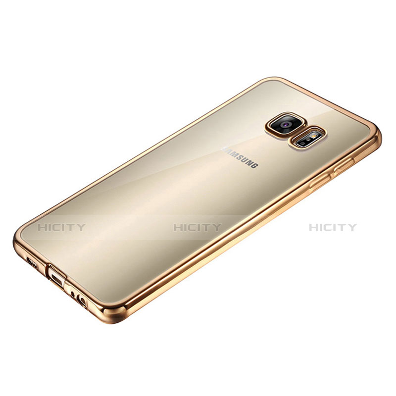 Custodia Silicone Trasparente Ultra Sottile Morbida T04 per Samsung Galaxy S6 Duos SM-G920F G9200 Oro