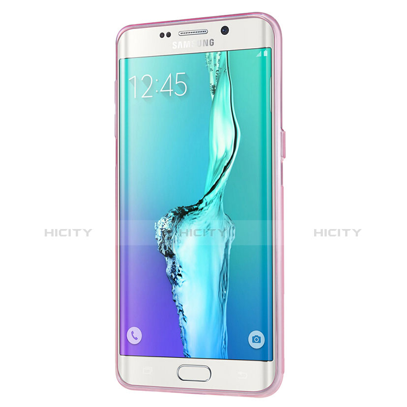 Custodia Silicone Trasparente Ultra Sottile Morbida T04 per Samsung Galaxy S6 Edge+ Plus SM-G928F Rosa