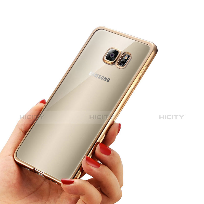 Custodia Silicone Trasparente Ultra Sottile Morbida T04 per Samsung Galaxy S6 SM-G920 Oro