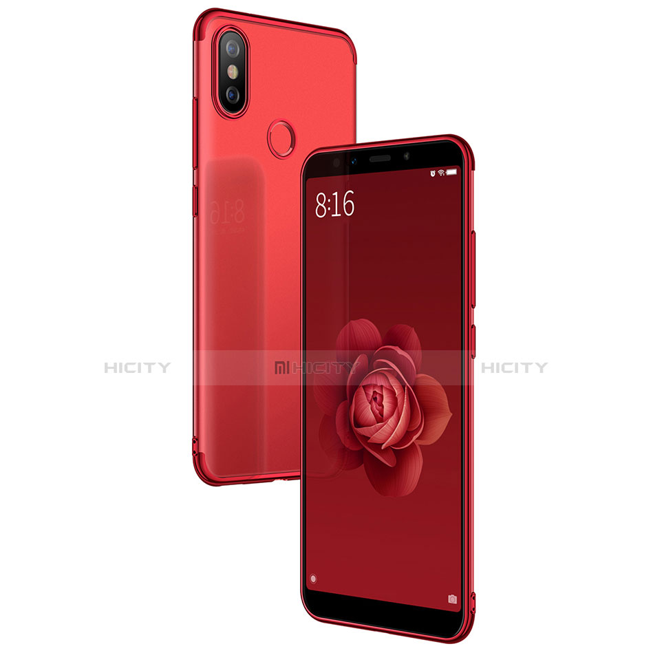 Custodia Silicone Trasparente Ultra Sottile Morbida T04 per Xiaomi Mi 6X Rosso