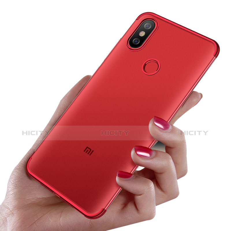 Custodia Silicone Trasparente Ultra Sottile Morbida T04 per Xiaomi Mi A2 Rosso