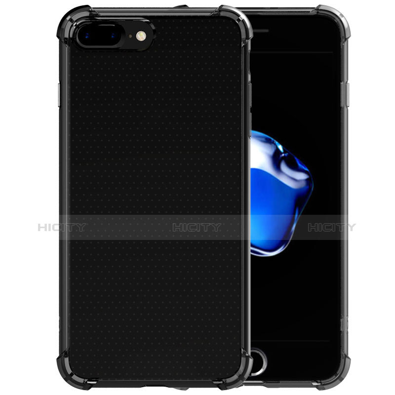 Custodia Silicone Trasparente Ultra Sottile Morbida T06 per Apple iPhone 7 Plus Grigio
