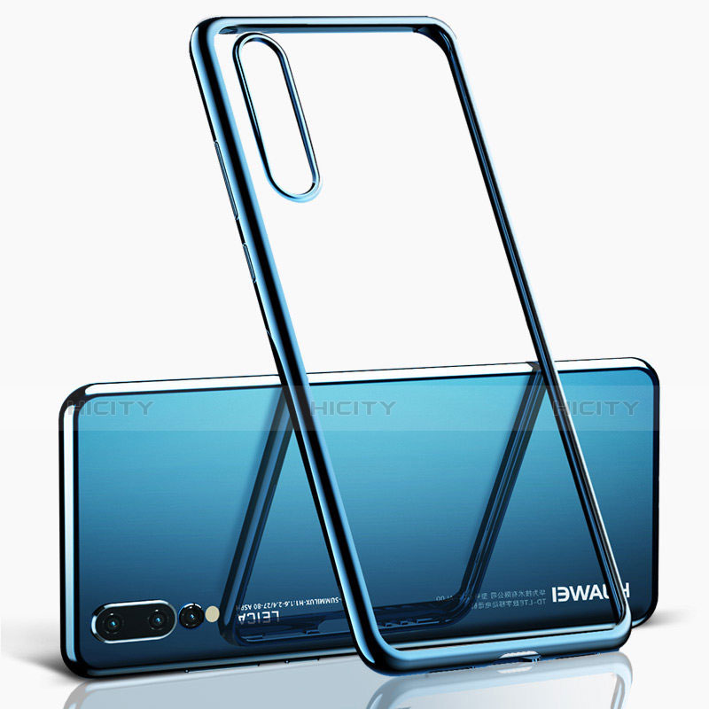 Custodia Silicone Trasparente Ultra Sottile Morbida T06 per Huawei P20 Pro Blu