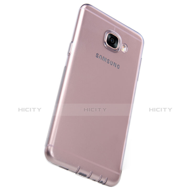 Custodia Silicone Trasparente Ultra Sottile Morbida T06 per Samsung Galaxy C5 SM-C5000 Grigio