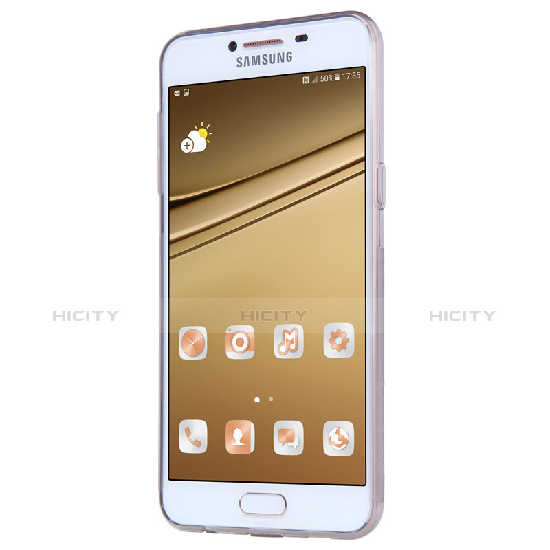 Custodia Silicone Trasparente Ultra Sottile Morbida T06 per Samsung Galaxy C7 SM-C7000 Grigio