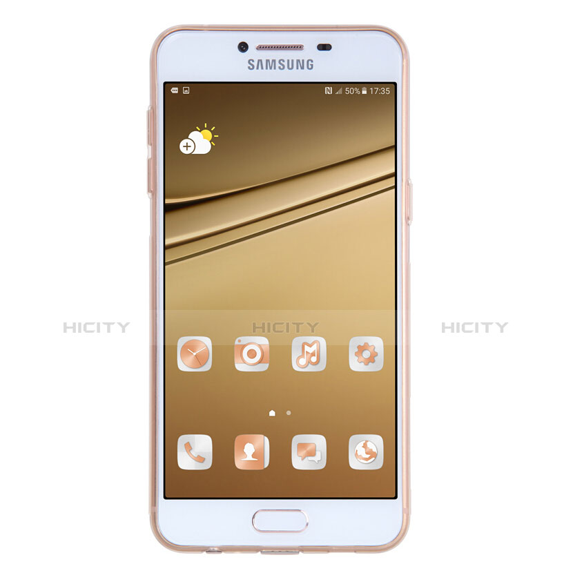 Custodia Silicone Trasparente Ultra Sottile Morbida T06 per Samsung Galaxy C7 SM-C7000 Oro