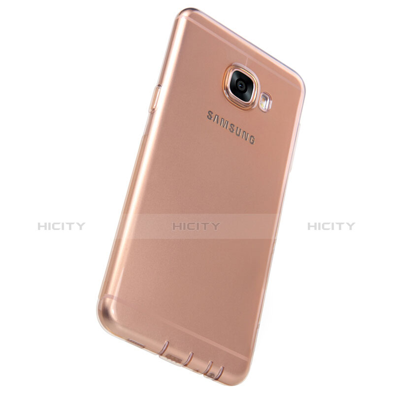 Custodia Silicone Trasparente Ultra Sottile Morbida T06 per Samsung Galaxy C7 SM-C7000 Oro