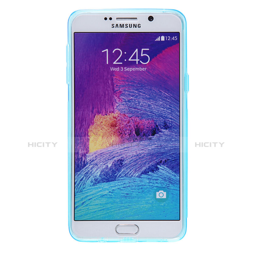 Custodia Silicone Trasparente Ultra Sottile Morbida T06 per Samsung Galaxy Note 5 N9200 N920 N920F Blu