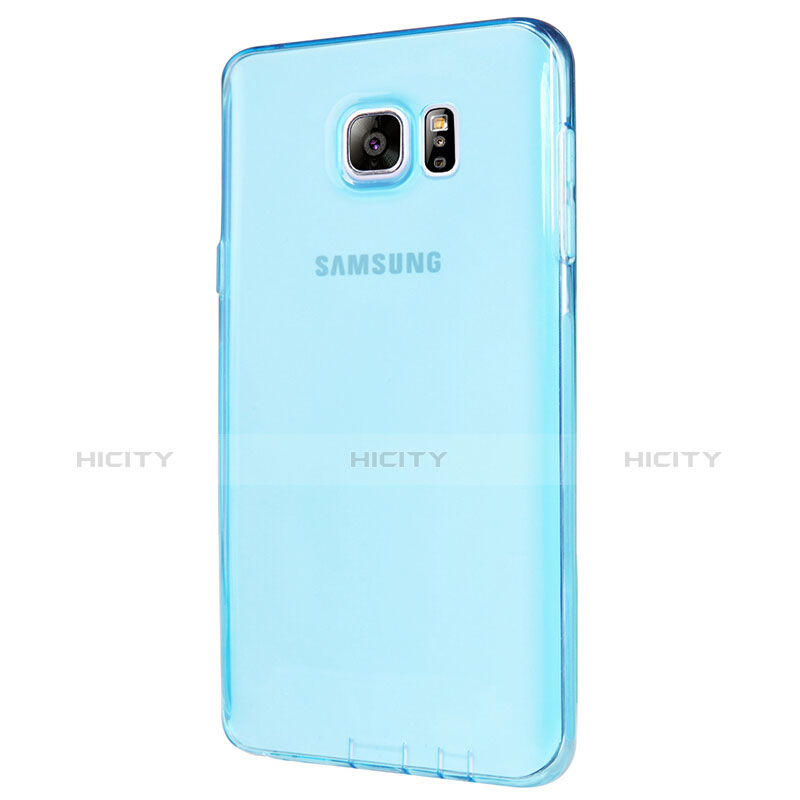 Custodia Silicone Trasparente Ultra Sottile Morbida T06 per Samsung Galaxy Note 5 N9200 N920 N920F Blu