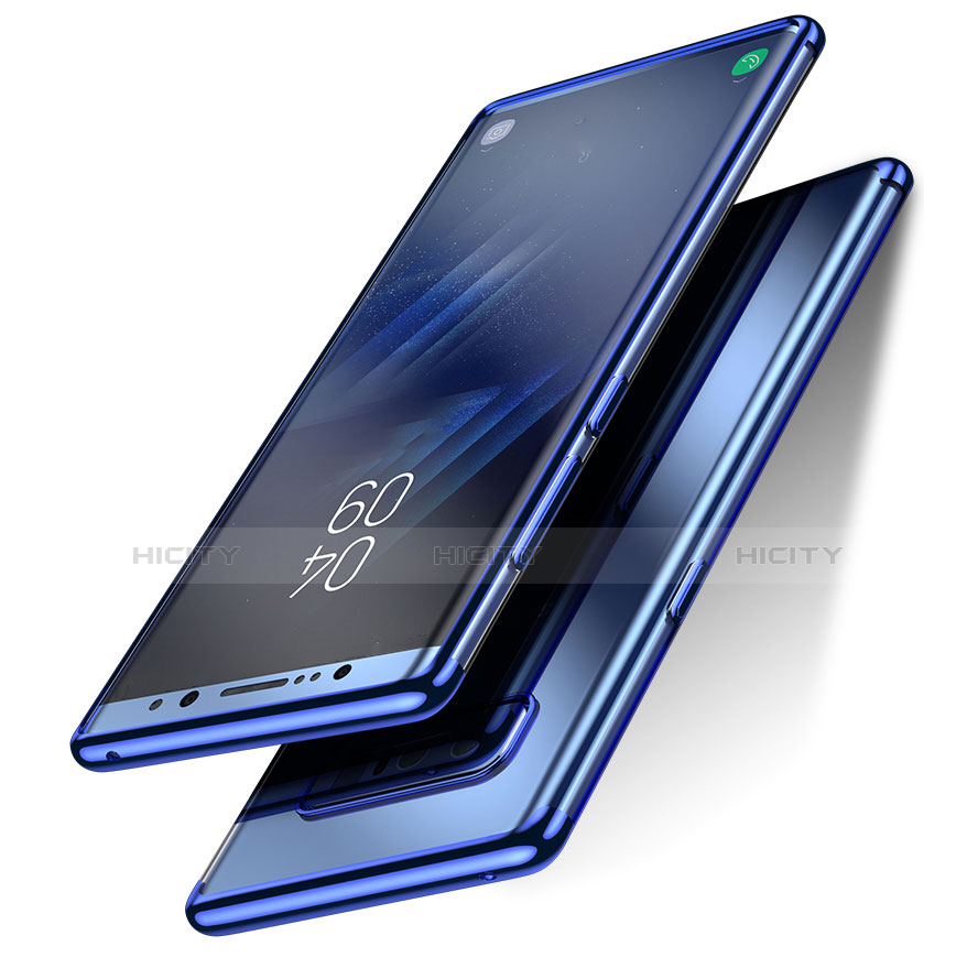 Custodia Silicone Trasparente Ultra Sottile Morbida T06 per Samsung Galaxy Note 8 Duos N950F Blu