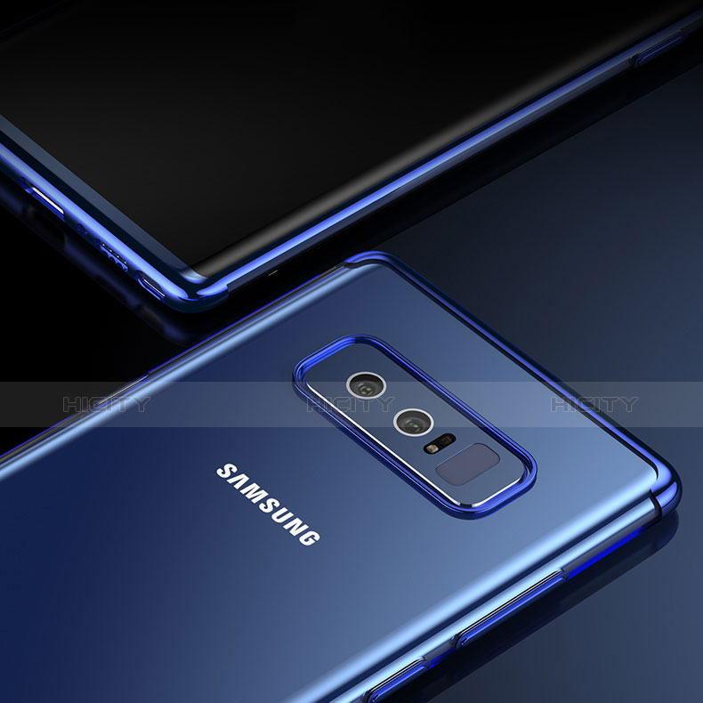 Custodia Silicone Trasparente Ultra Sottile Morbida T06 per Samsung Galaxy Note 8 Duos N950F Blu