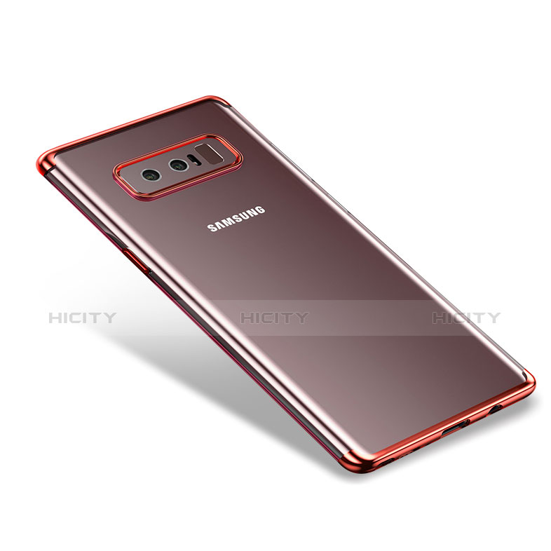 Custodia Silicone Trasparente Ultra Sottile Morbida T06 per Samsung Galaxy Note 8 Duos N950F Rosso