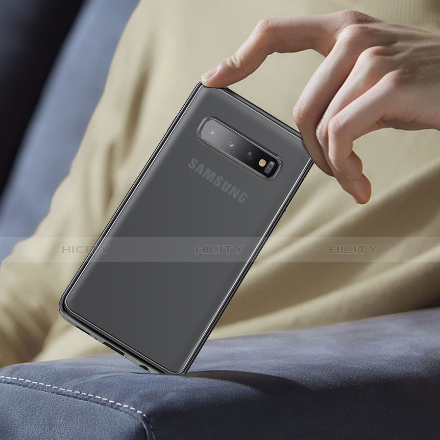 Custodia Silicone Trasparente Ultra Sottile Morbida T06 per Samsung Galaxy S10 Plus Nero