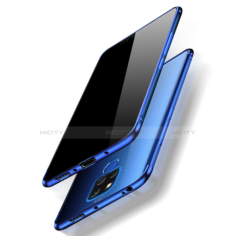 Custodia Silicone Trasparente Ultra Sottile Morbida T07 per Huawei Mate 20 X Blu