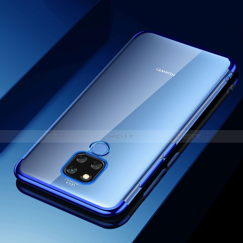 Custodia Silicone Trasparente Ultra Sottile Morbida T07 per Huawei Mate 20 X Blu