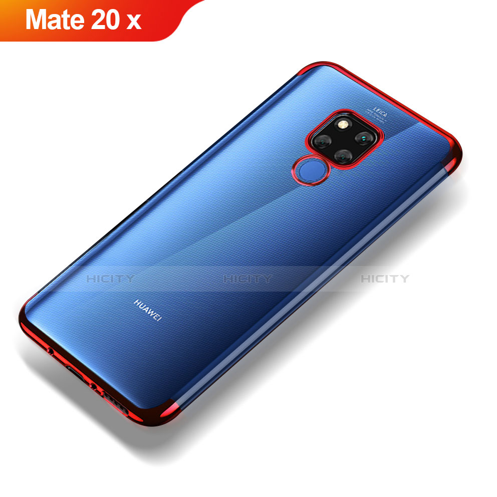 Custodia Silicone Trasparente Ultra Sottile Morbida T07 per Huawei Mate 20 X Rosso