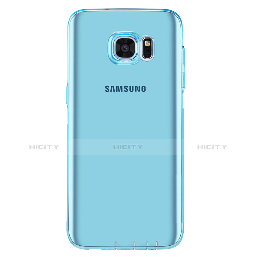 Custodia Silicone Trasparente Ultra Sottile Morbida T07 per Samsung Galaxy S7 Edge G935F Blu