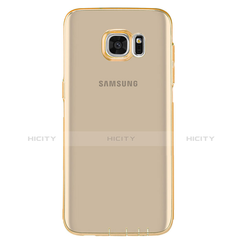 Custodia Silicone Trasparente Ultra Sottile Morbida T07 per Samsung Galaxy S7 Edge G935F Oro