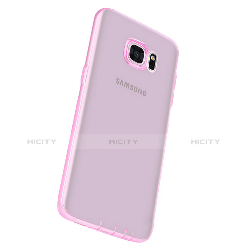Custodia Silicone Trasparente Ultra Sottile Morbida T07 per Samsung Galaxy S7 Edge G935F Rosa