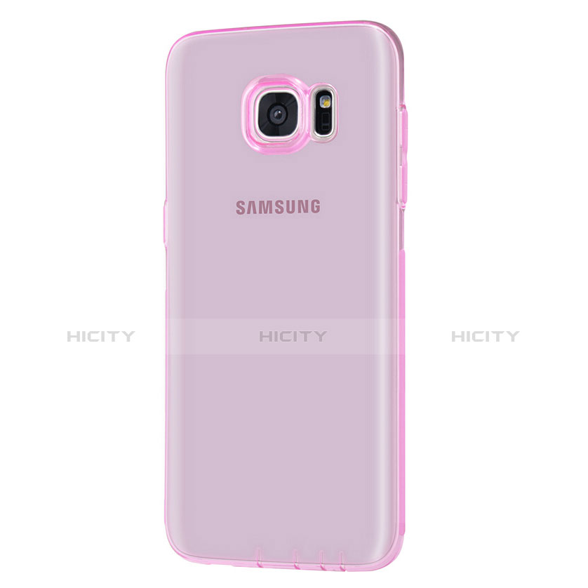 Custodia Silicone Trasparente Ultra Sottile Morbida T07 per Samsung Galaxy S7 Edge G935F Rosa