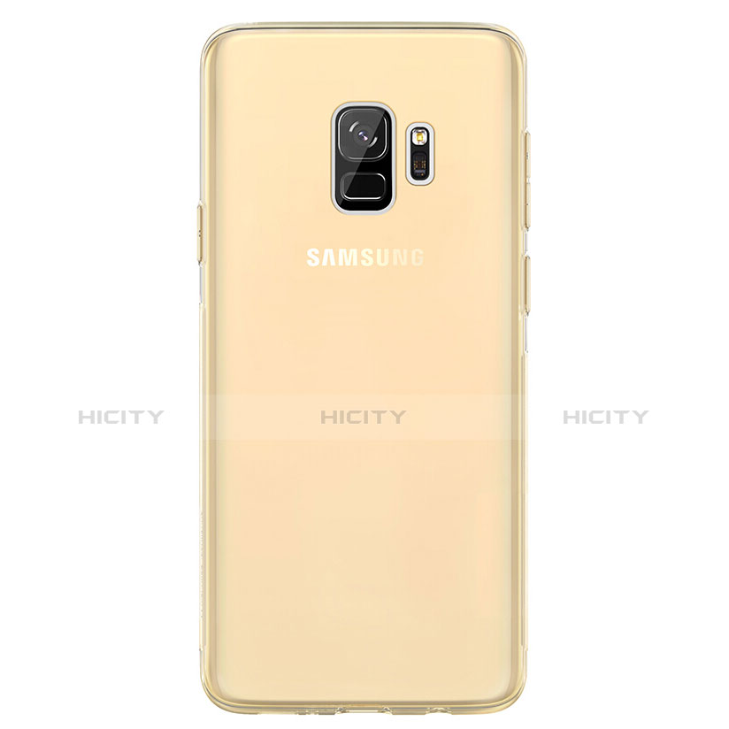 Custodia Silicone Trasparente Ultra Sottile Morbida T07 per Samsung Galaxy S9 Oro