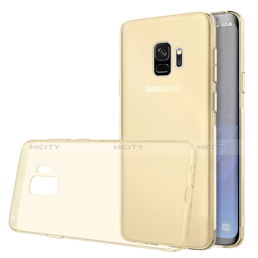 Custodia Silicone Trasparente Ultra Sottile Morbida T07 per Samsung Galaxy S9 Oro