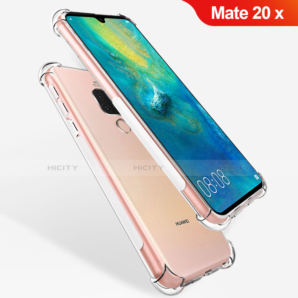 Custodia Silicone Trasparente Ultra Sottile Morbida T08 per Huawei Mate 20 X Chiaro