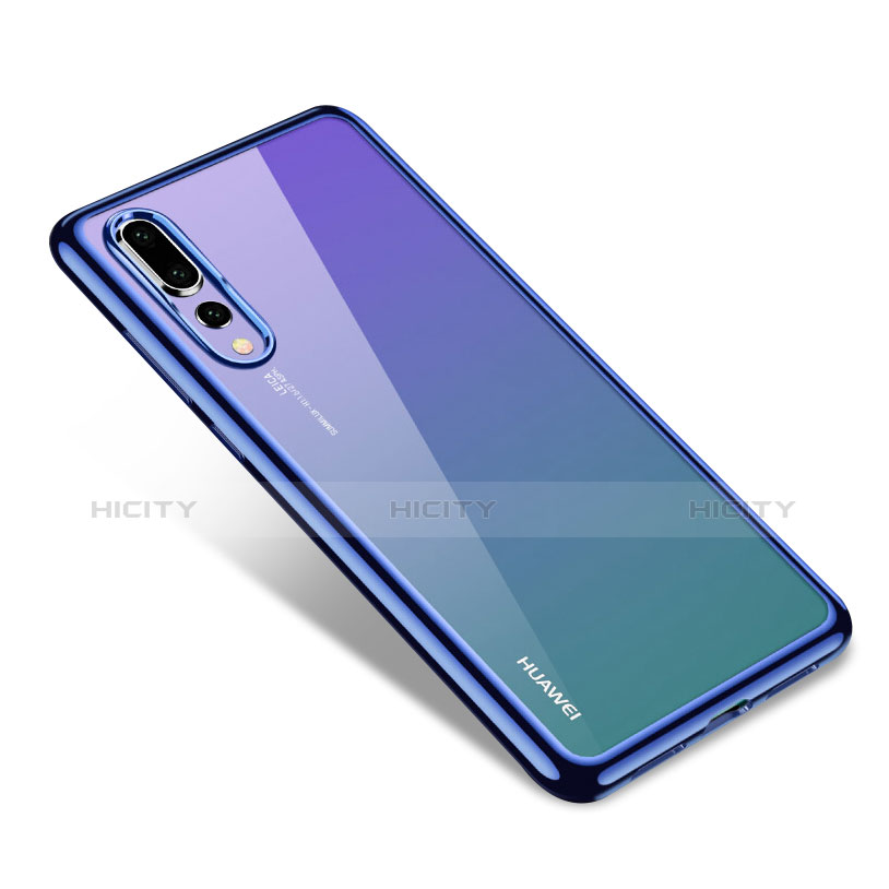 Custodia Silicone Trasparente Ultra Sottile Morbida T08 per Huawei P20 Pro Blu