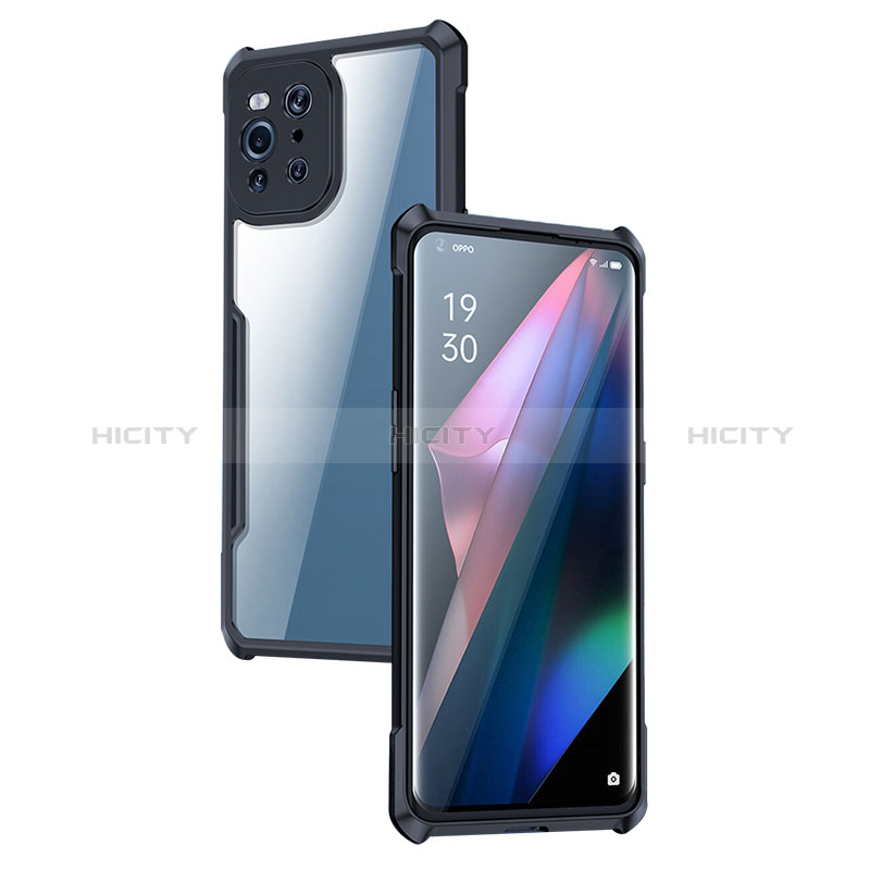 Custodia Silicone Trasparente Ultra Sottile Morbida T08 per Oppo Find X3 5G Nero