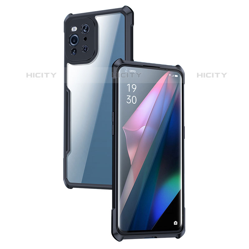 Custodia Silicone Trasparente Ultra Sottile Morbida T08 per Oppo Find X3 Pro 5G Nero