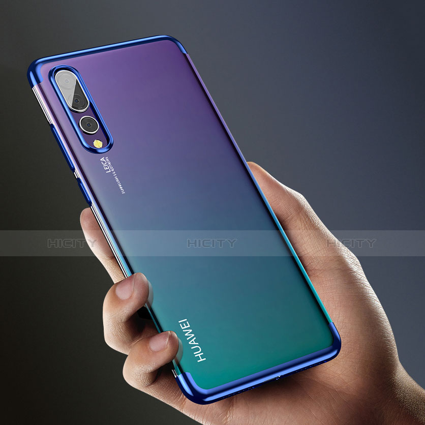 Custodia Silicone Trasparente Ultra Sottile Morbida T09 per Huawei P20 Pro Blu