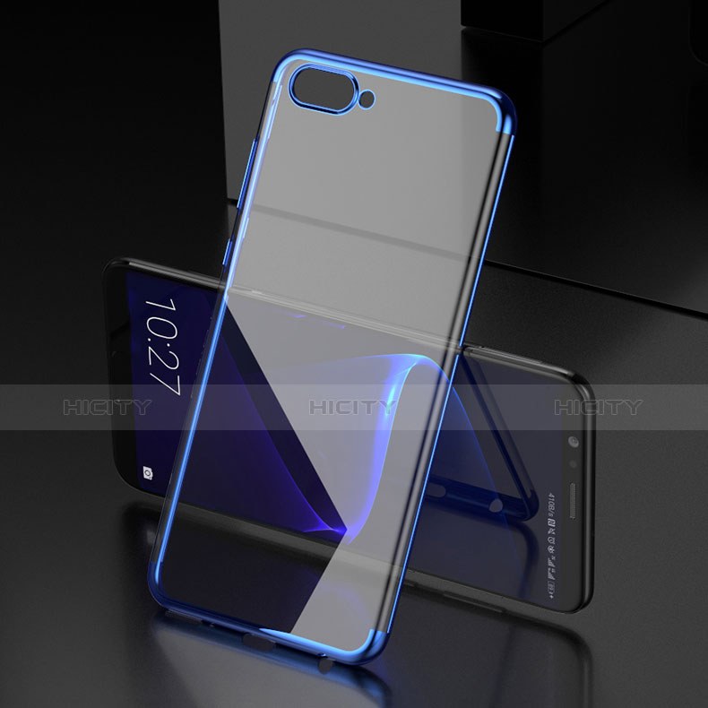 Custodia Silicone Trasparente Ultra Sottile Morbida T10 per Huawei Honor V10 Blu
