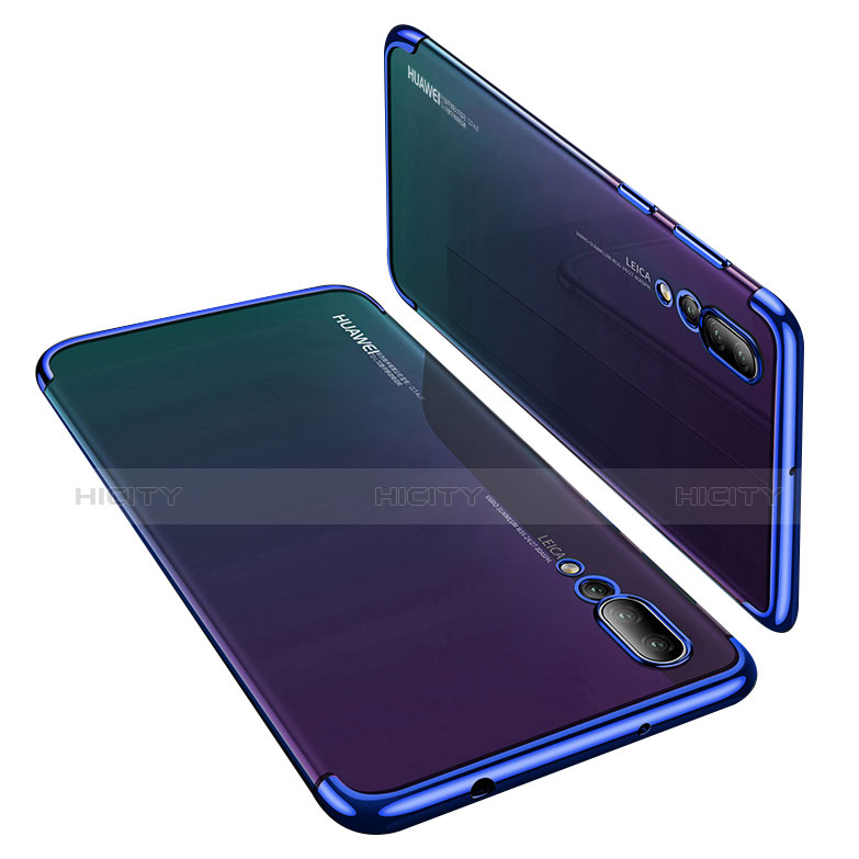 Custodia Silicone Trasparente Ultra Sottile Morbida T10 per Huawei P20 Pro Blu
