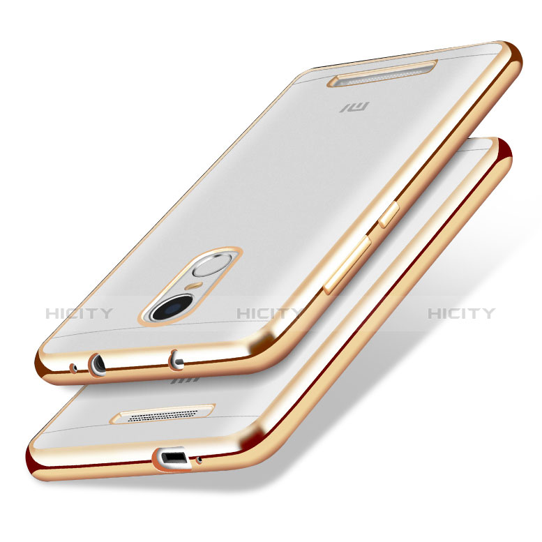 Custodia Silicone Trasparente Ultra Sottile Morbida T10 per Xiaomi Redmi Note 3 MediaTek Oro