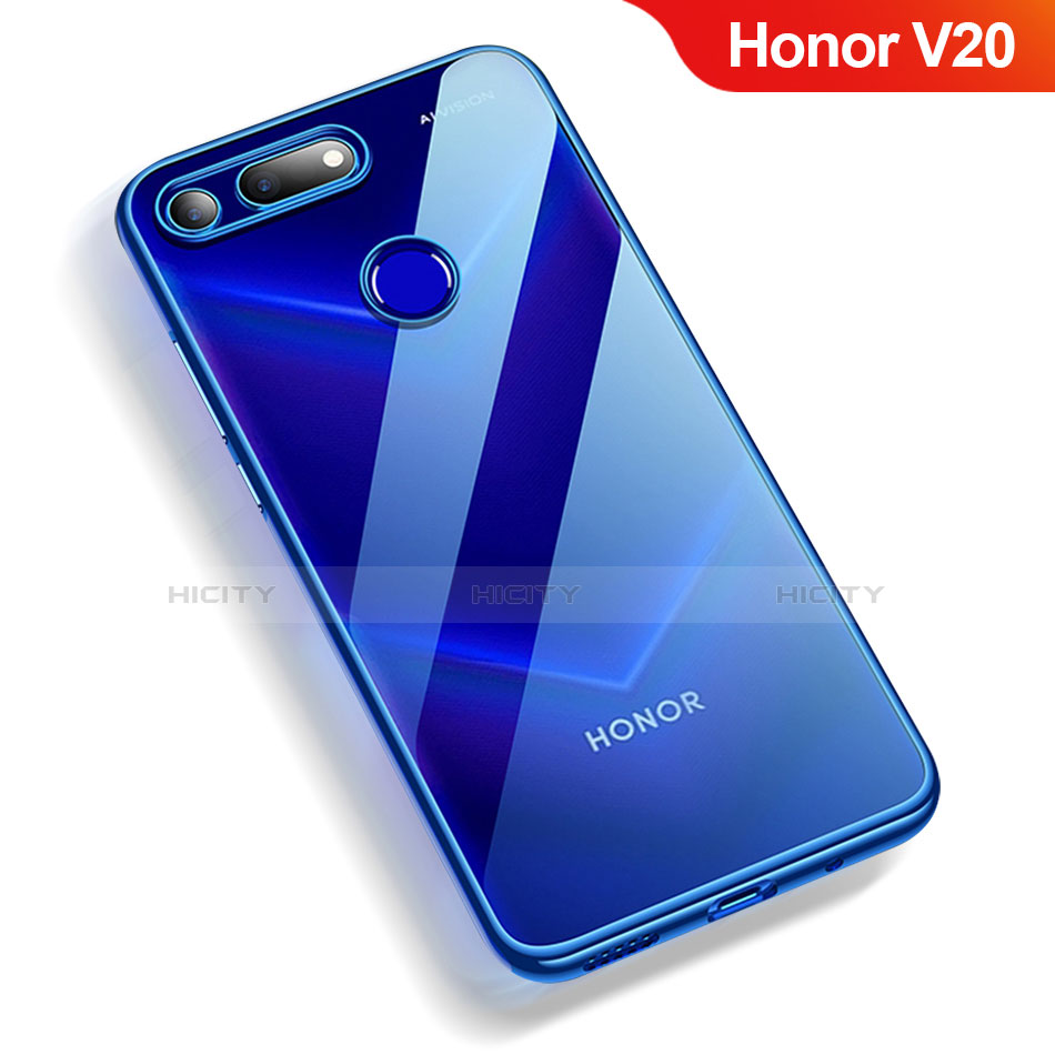 Custodia Silicone Trasparente Ultra Sottile Morbida T12 per Huawei Honor V20 Blu
