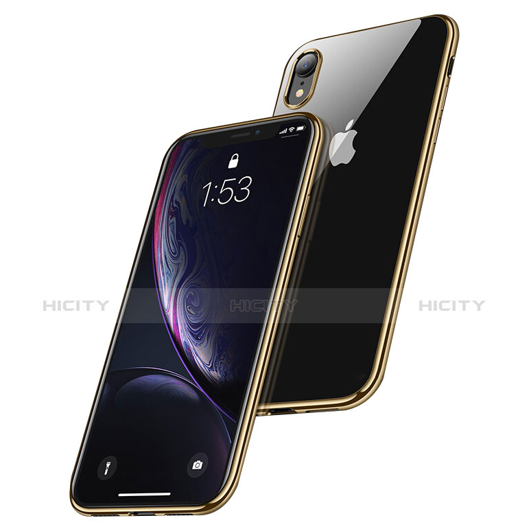 Custodia Silicone Trasparente Ultra Sottile Morbida T15 per Apple iPhone XR Oro