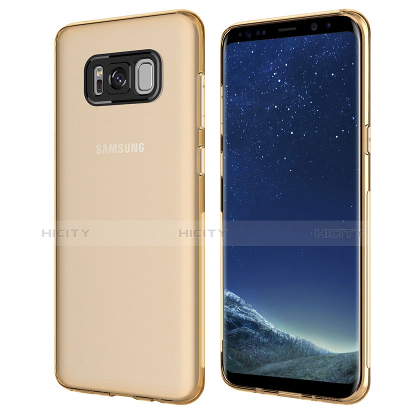 Custodia Silicone Trasparente Ultra Sottile Morbida T15 per Samsung Galaxy S8 Oro