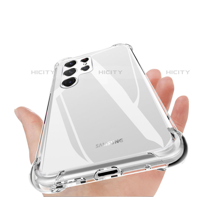 Custodia Silicone Trasparente Ultra Sottile Morbida T16 per Samsung Galaxy S21 Ultra 5G Nero