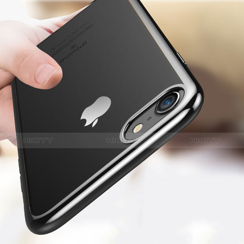 Custodia Silicone Trasparente Ultra Sottile Morbida T18 per Apple iPhone 7 Nero