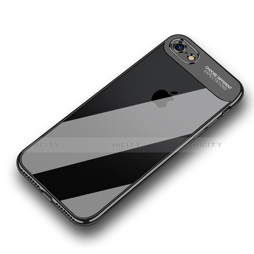 Custodia Silicone Trasparente Ultra Sottile Morbida T18 per Apple iPhone 7 Nero