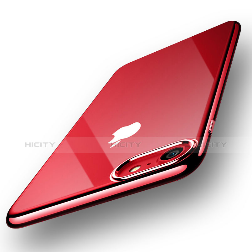 Custodia Silicone Trasparente Ultra Sottile Morbida T18 per Apple iPhone 7 Rosso