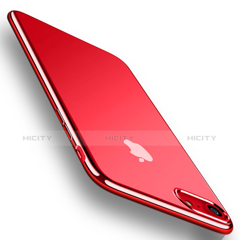 Custodia Silicone Trasparente Ultra Sottile Morbida T18 per Apple iPhone 7 Rosso