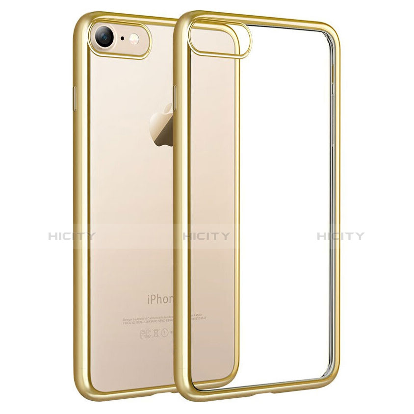 Custodia Silicone Trasparente Ultra Sottile Morbida T18 per Apple iPhone 8 Oro