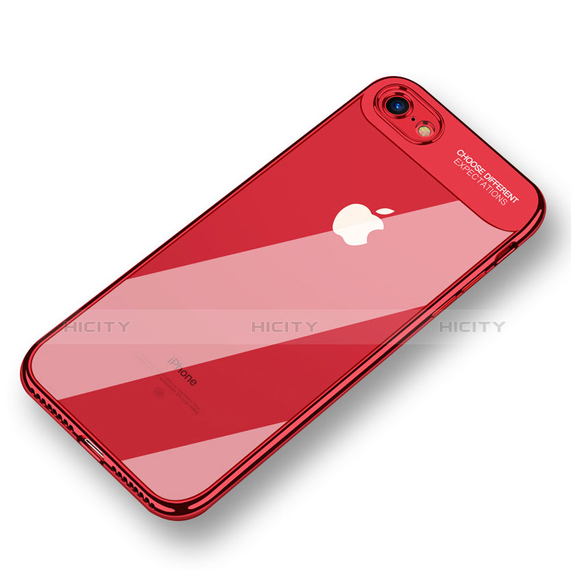 Custodia Silicone Trasparente Ultra Sottile Morbida T18 per Apple iPhone 8 Rosso