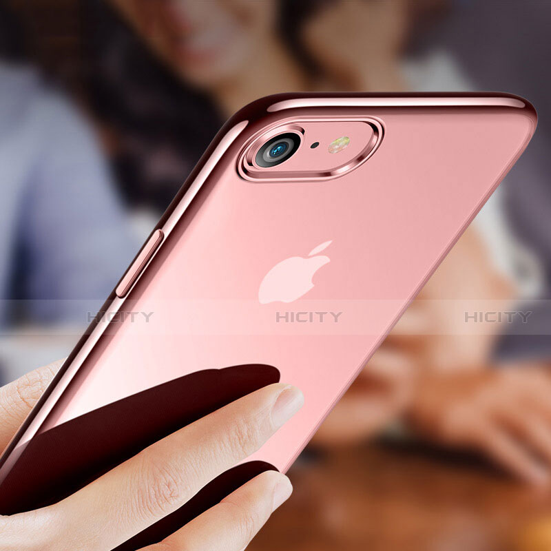 Custodia Silicone Trasparente Ultra Sottile Morbida T18 per Apple iPhone SE (2020) Oro Rosa