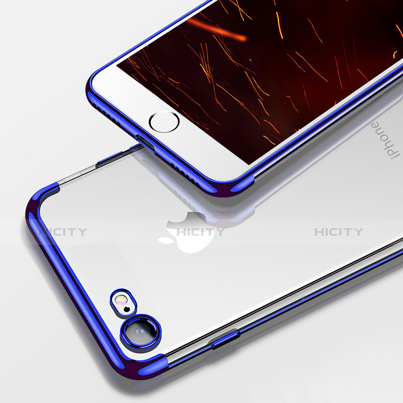 Custodia Silicone Trasparente Ultra Sottile Morbida T19 per Apple iPhone 7 Blu
