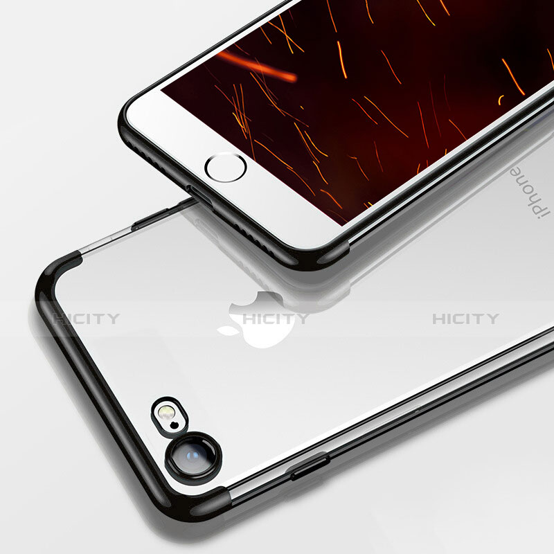 Custodia Silicone Trasparente Ultra Sottile Morbida T19 per Apple iPhone 7 Nero
